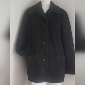 Kristen Blake 100% Wool Black Pea Coat Size Med